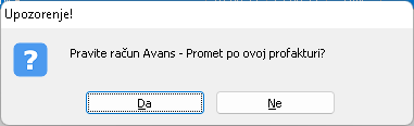 Potvrda kreiranja avansa