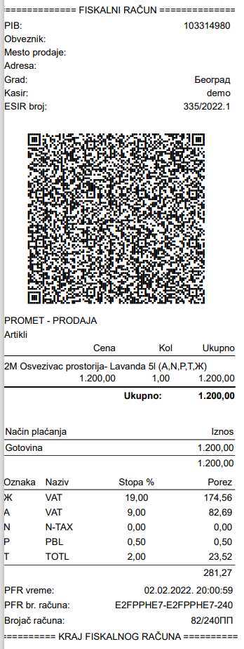 Ponovo štampaj fiskalizovan kasa račun