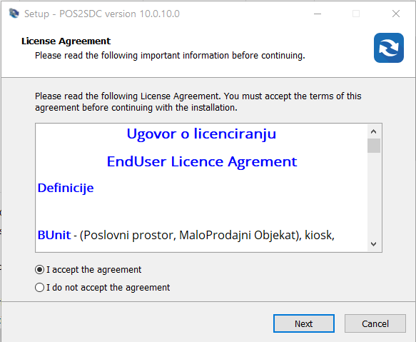POS2SDC instalacija - licenca