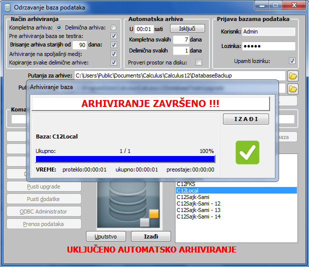 Arhiviranje završeno.