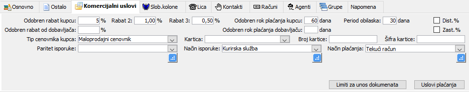 Komitenti - Listić Komercijalni uslovi.