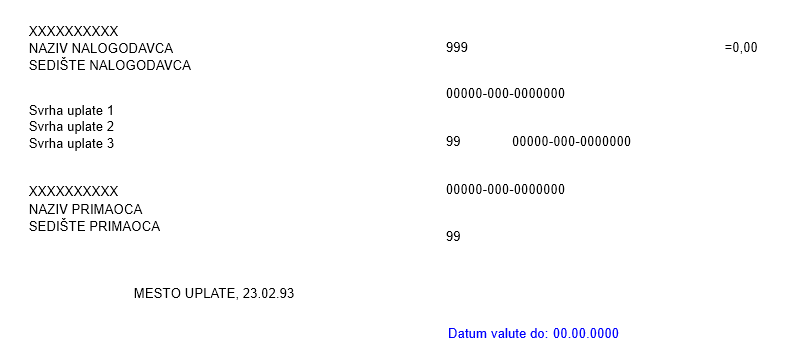 Testiranje štampe virmana