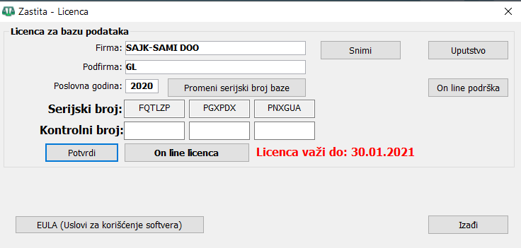 Prozor Zastita - Licenca posle uspešne obnove licence.