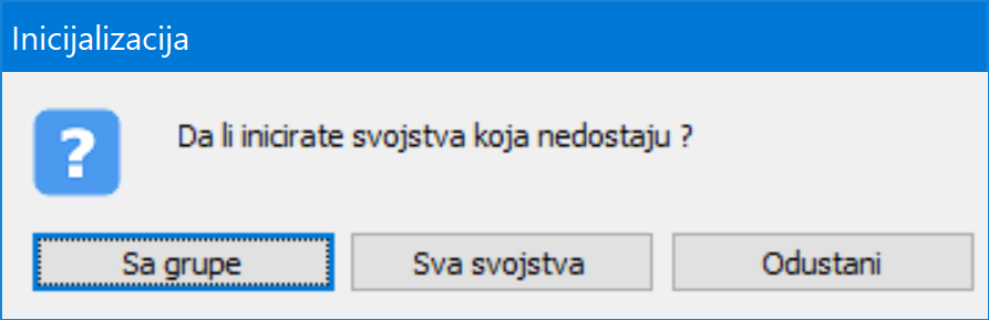 Dijalog Inicijalizacija svojstava artikla, ver9195